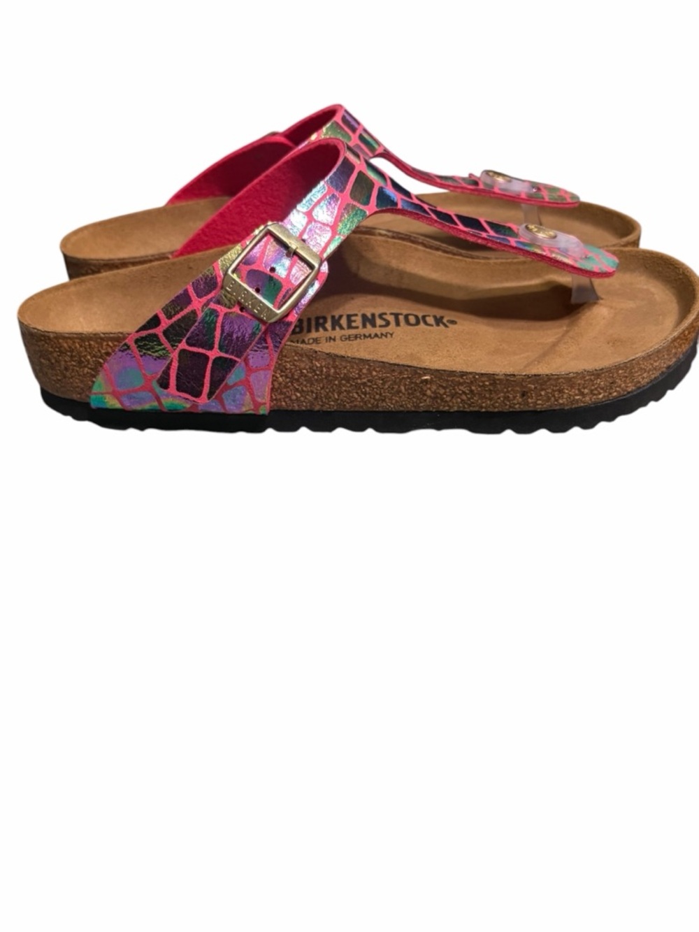 Birkenstock Pink Iridescent T-Strap Sandals - Picture 4 of 10